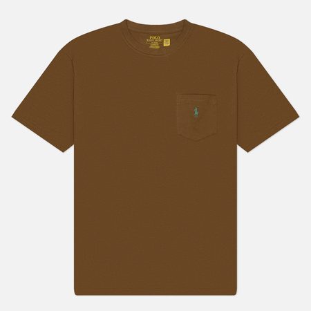 Мужская футболка Polo Ralph Lauren Embroidered Logo Pocket Classic Fit, цвет коричневый