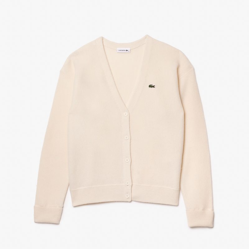 Женский шерстяной кардиган Lacoste с v-образным вырезом 5