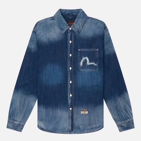 Мужская рубашка Evisu Heritage Washed Denim, цвет синий