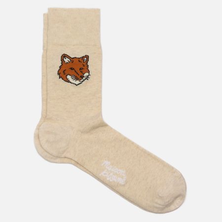 Носки Maison Kitsune Fox Head FW25, цвет бежевый