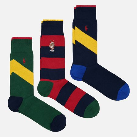 Комплект носков Polo Ralph Lauren Polo Select Gift Bear Crew 3-Pack Gift Box, цвет комбинированный