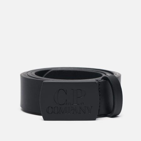 Ремень C.P. Company Leather Logo Adjustable, цвет чёрный