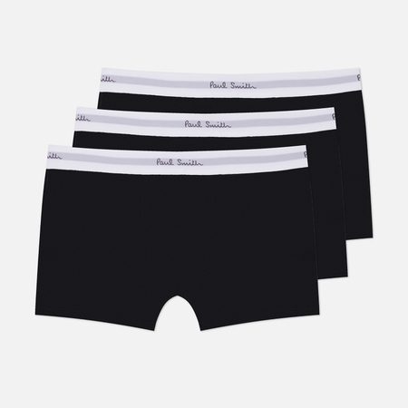 Комплект мужских трусов Paul Smith Organic Cotton White Band Boxer Briefs 3-Pack, цвет чёрный