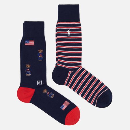 Комплект носков Polo Ralph Lauren Polo American Bear 2-Pack, цвет синий