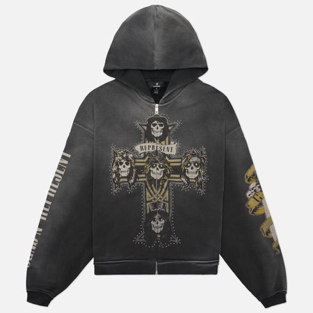 Мужская толстовка REPRESENT Guns N' Roses Cross Zip Through Hoodie, цвет чёрный