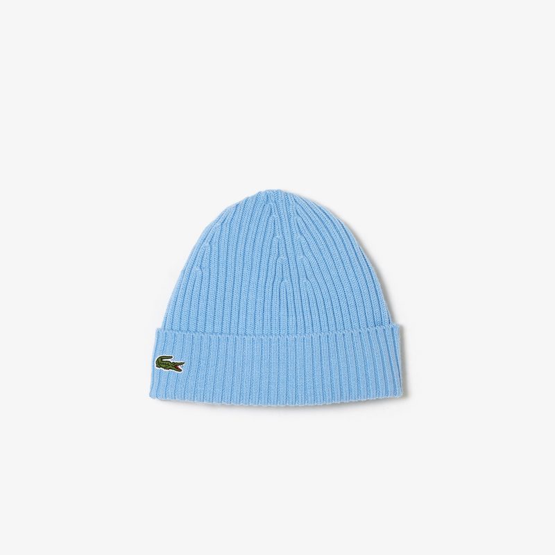 Шерстяная шапка Lacoste унисекс в рубчик