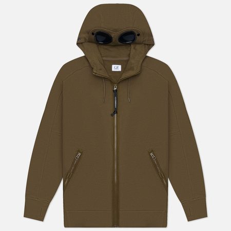 Мужская толстовка C.P. Company Adjustable Hoodie Kangaroo Pocket Lens, цвет оливковый