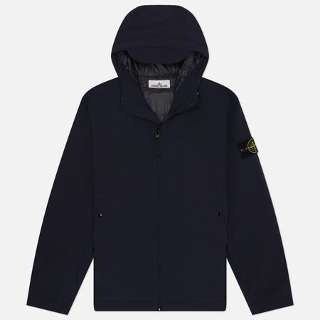 Мужская куртка ветровка Stone Island Soft Shell-R E.Dye Hooded, цвет синий