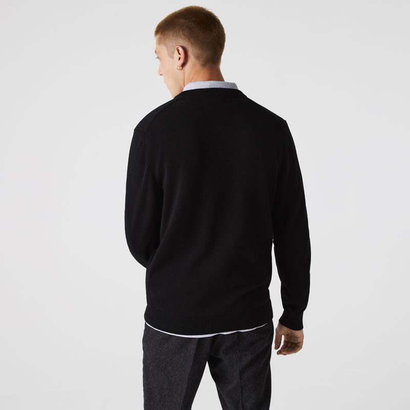 Мужской хлопковой свитер Lacoste с V-образным вырезом 2