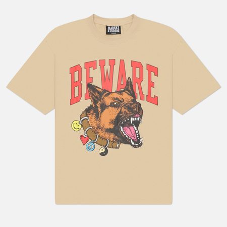 Мужская футболка MARKET Smiley Beware My Collar, цвет бежевый