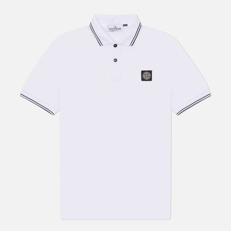 Мужское поло Stone Island Organic Cotton Pique With Stretch Slim, цвет белый