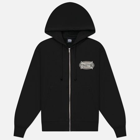 Мужская толстовка Stussy Champion Oval Zip Hoodie, цвет чёрный
