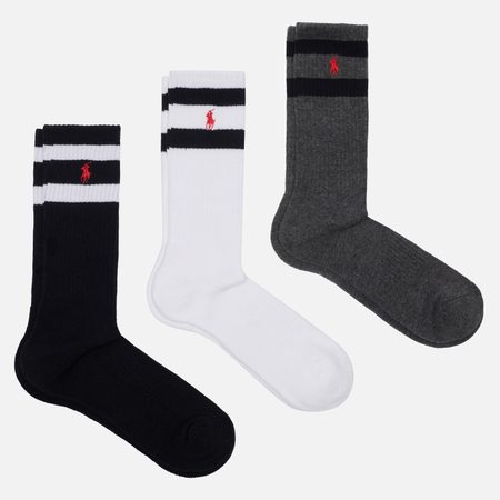 Комплект носков Polo Ralph Lauren Class Stripe Crew 3-Pack, цвет комбинированный