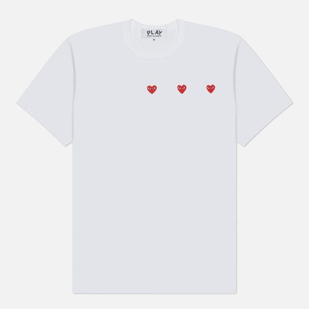 Мужская футболка Comme des Garcons Play Triple Heart Emblem, цвет белый