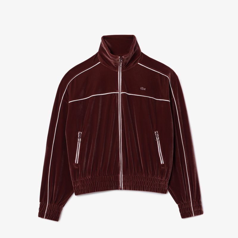Женская велюровая толстовка Lacoste оверсайз на молнии 5