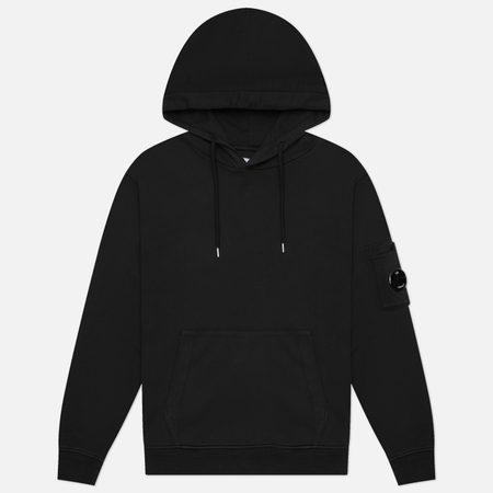 Мужская толстовка C.P. Company Cotton Diagonal Fleece Hoodie Lens, цвет чёрный