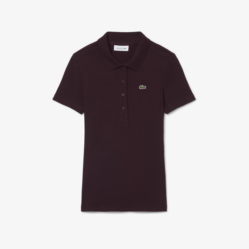 Женское хлопковое облегающее поло Lacoste L.12.D в рубчик 4