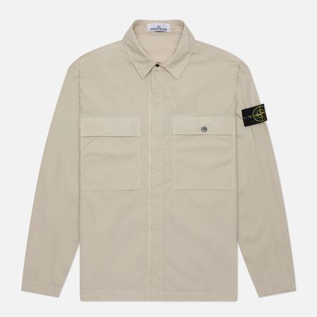 Мужская рубашка Stone Island Stretch Cotton Tela Paracadute, цвет бежевый