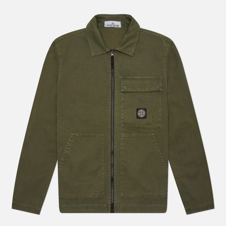 Мужская рубашка Stone Island Panama Cotton Old Effect Overshirt, цвет зелёный