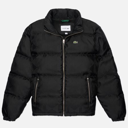 Мужской пуховик Lacoste Water-Repellent Monogram Jacquard Down, цвет чёрный