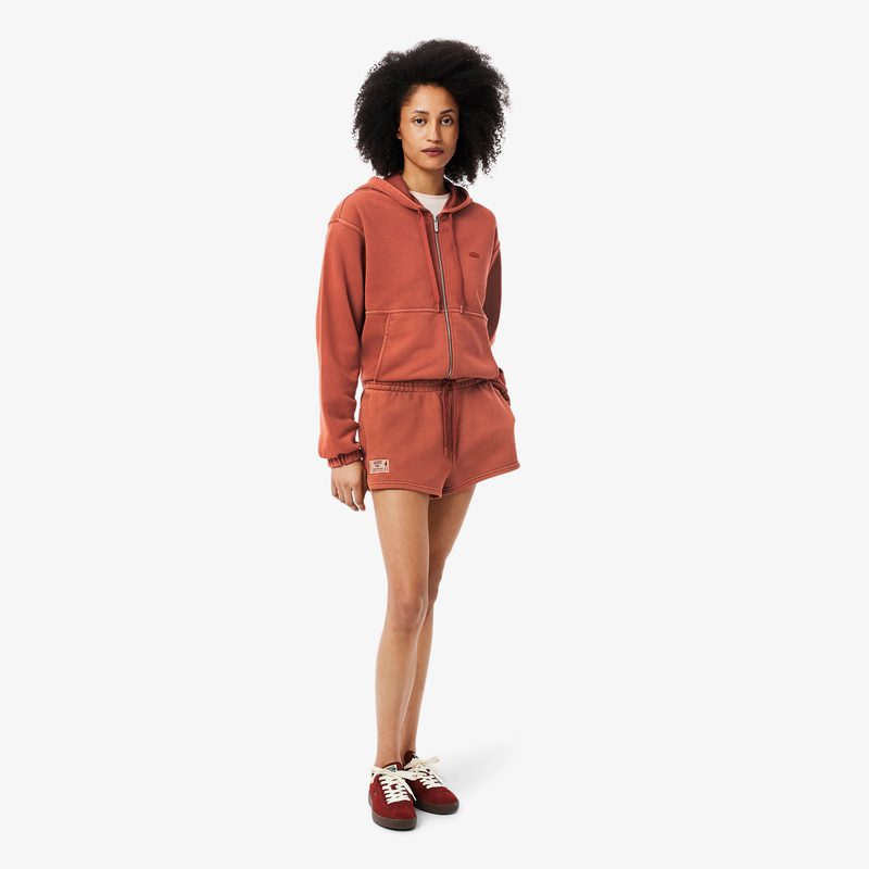 Короткие шорты Lacoste с эффектом стирки