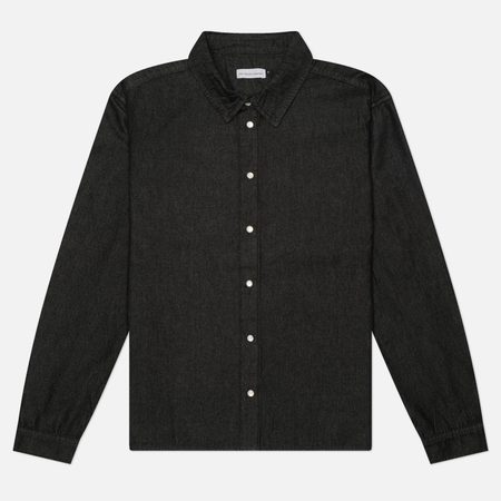 Мужская рубашка Pop Trading Company Applique Logo Denim, цвет чёрный
