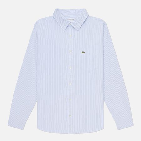 Мужская рубашка Lacoste Regular Fit Striped Oxford Pocket, цвет голубой