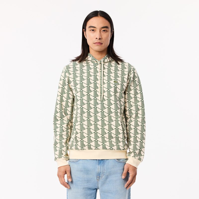 Мужская флисовая толстовка - худи Lacoste Monorgam