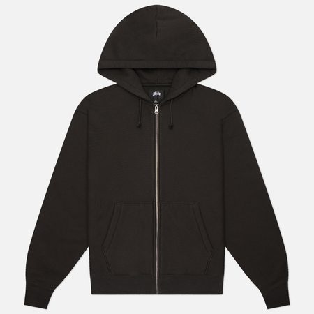 Мужская толстовка Stussy Basic Diamond Zip Hoodie, цвет чёрный