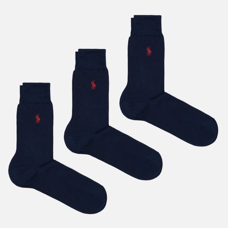 Комплект носков Polo Ralph Lauren Mercerized Cotton 3-Pack, цвет синий