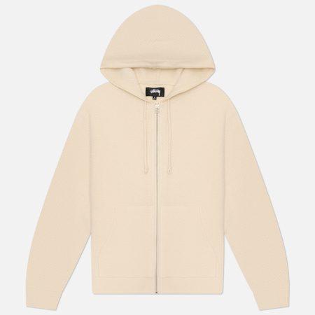 Мужской свитер Stussy Textured Zip Hooded, цвет белый