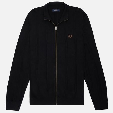 Мужской свитер Fred Perry Textured Zip Through Cardigan, цвет чёрный