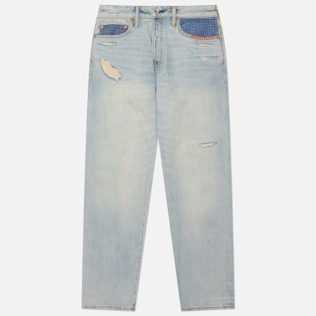Мужские джинсы Evisu Heritage Inserted Boro Daicock, цвет голубой