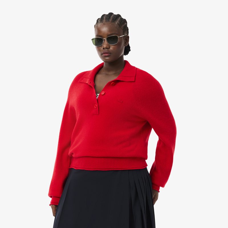 Женский шерстяной свитер Lacoste с высоким воротником 4