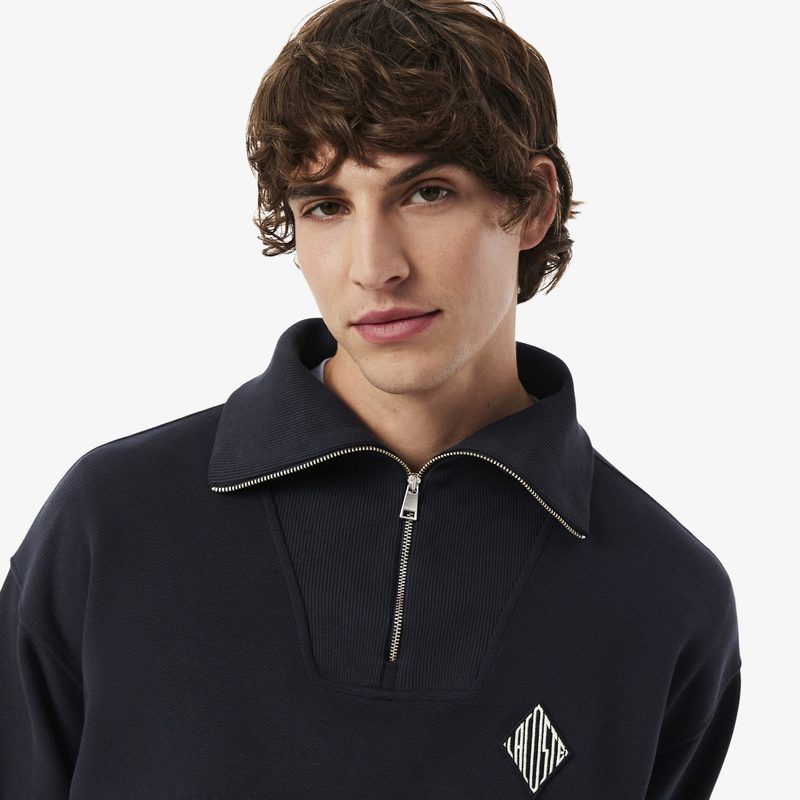 Мужская хлопковая толстовка Lacoste с высоким воротом и застежкой-молнией 3
