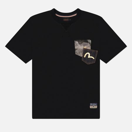 Мужская футболка Evisu Heritage Brocade Patch Pocket, цвет чёрный