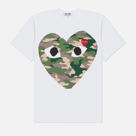 Мужская футболка Comme des Garcons Play Printed Camo Heart, цвет белый