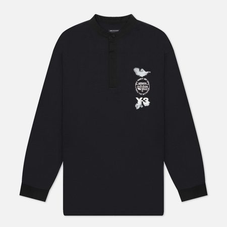 Мужской лонгслив Y-3 Graphic Stacked Logo Polo, цвет чёрный