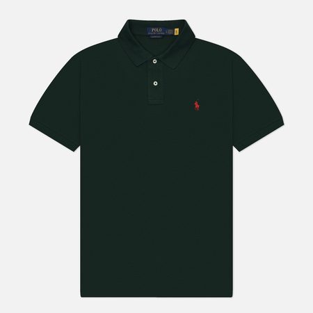 Мужское поло Polo Ralph Lauren The Iconic Basic Mesh Slim Fit, цвет зелёный