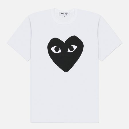 Мужская футболка Comme des Garcons Play Oversized Front Logo Print, цвет белый