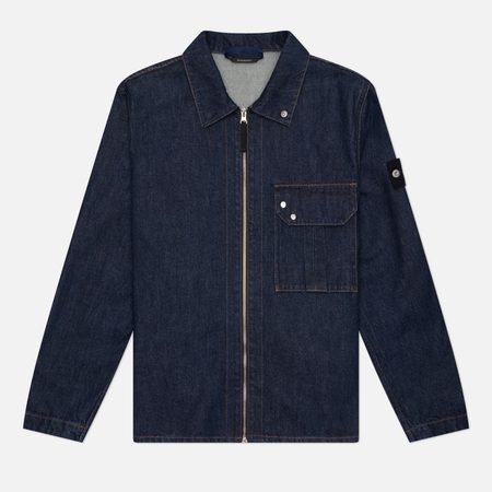 Мужская рубашка Stone Island Indigo Denim-Rinsed Comfort Overshirt, цвет синий