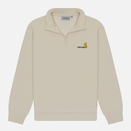 Мужская толстовка Carhartt WIP Half Zip American Script, цвет бежевый