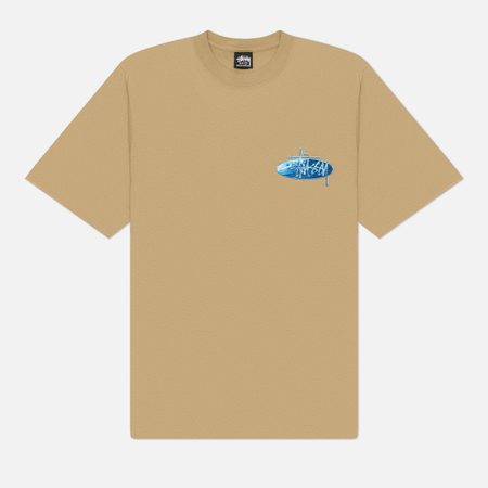Мужская футболка Stussy Wave Oval, цвет бежевый