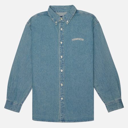 Мужская рубашка thisisneverthat Washed Denim Embroidered, цвет голубой