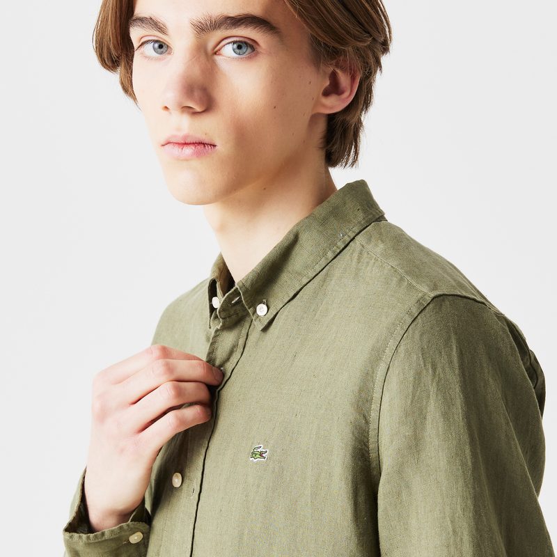 Мужская рубашка Lacoste из льна приталенного кроя 4