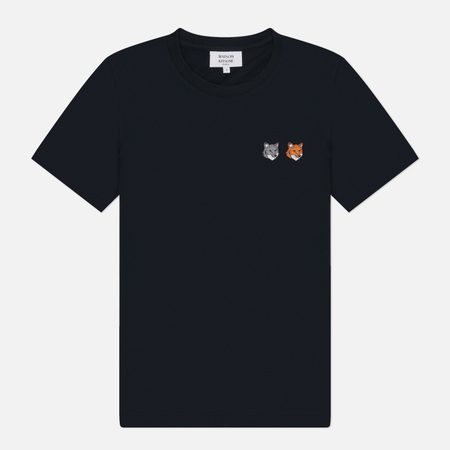 Женская футболка Maison Kitsune Double Fox Head Regular, цвет чёрный