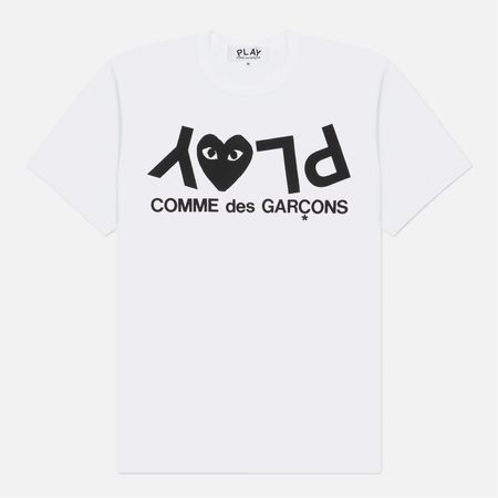 Мужская футболка Comme des Garcons Play Inverted Logo Print, цвет белый