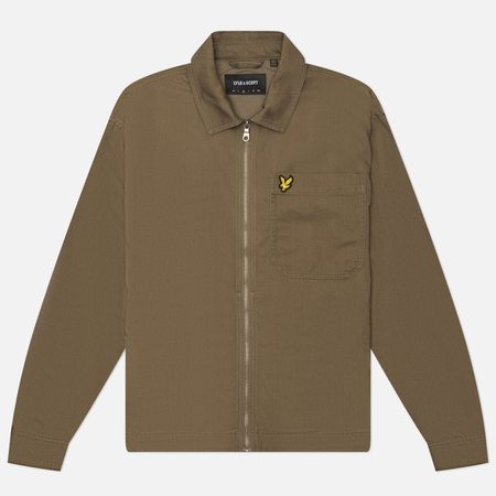 Мужская рубашка Lyle & Scott Enzyme Wash Zip Through, цвет коричневый
