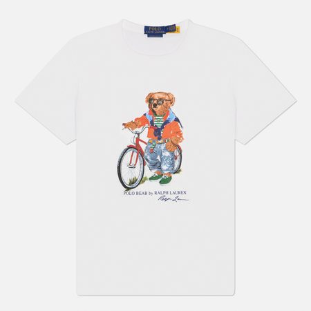 Мужская футболка Polo Ralph Lauren Custom Slim Fit Polo Bear, цвет белый