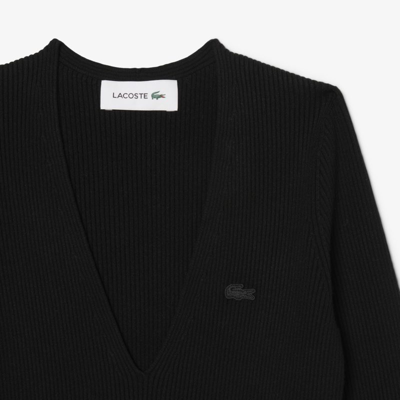 Длинное бесшовное платье Lacoste с боковым вырезом и длинным рукавом 5
